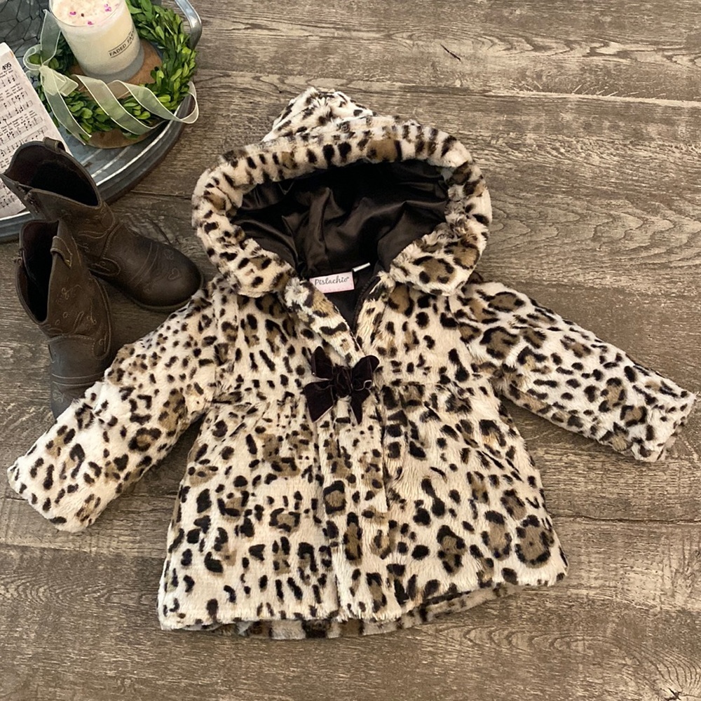 Leopard faux fur jacket size 24mo/2T